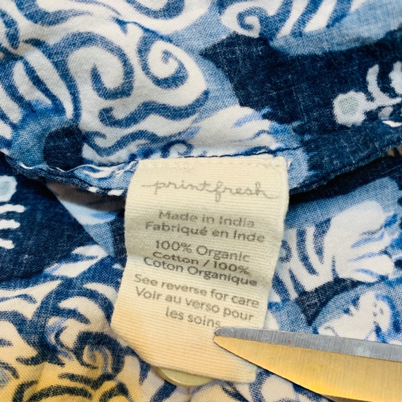 Print Fresh Tiger Queen Flannel Pajama Top XL Navy Blue Button Up Long Sleeve - Picture 12 of 14